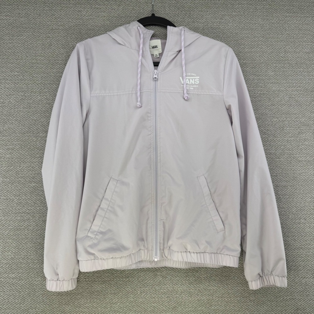 Vans Windbreaker Jacket Small Purple Polyester Hooded Full Zip Streetwear